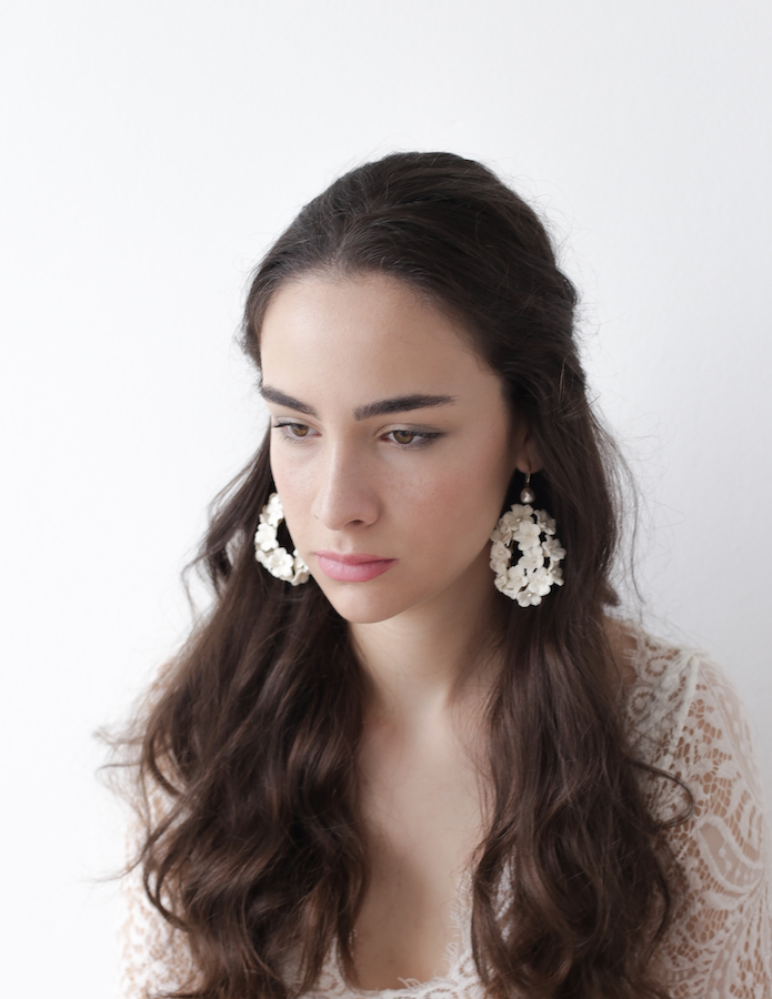 Cove Preserved Flower Hydrangea Bridal Hoop Earrings - Luna & Wild