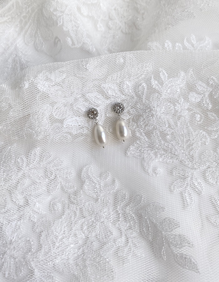 cubic zirconia and pearl bridal earrings