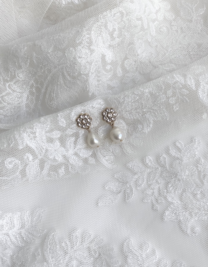 rhinestone and pearl bridal earrings