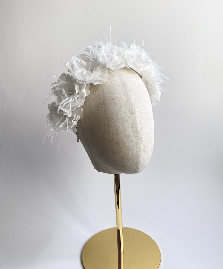 Silk flowers bridal headpiece