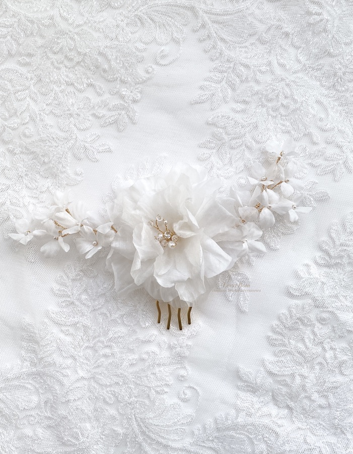 silk flowers bridal headpiece
