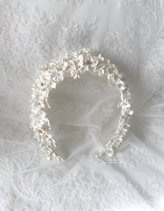 pearl bridal headpiece, floral bridal headpiece